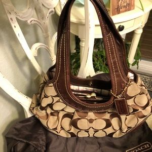 Coach signature brown handbag